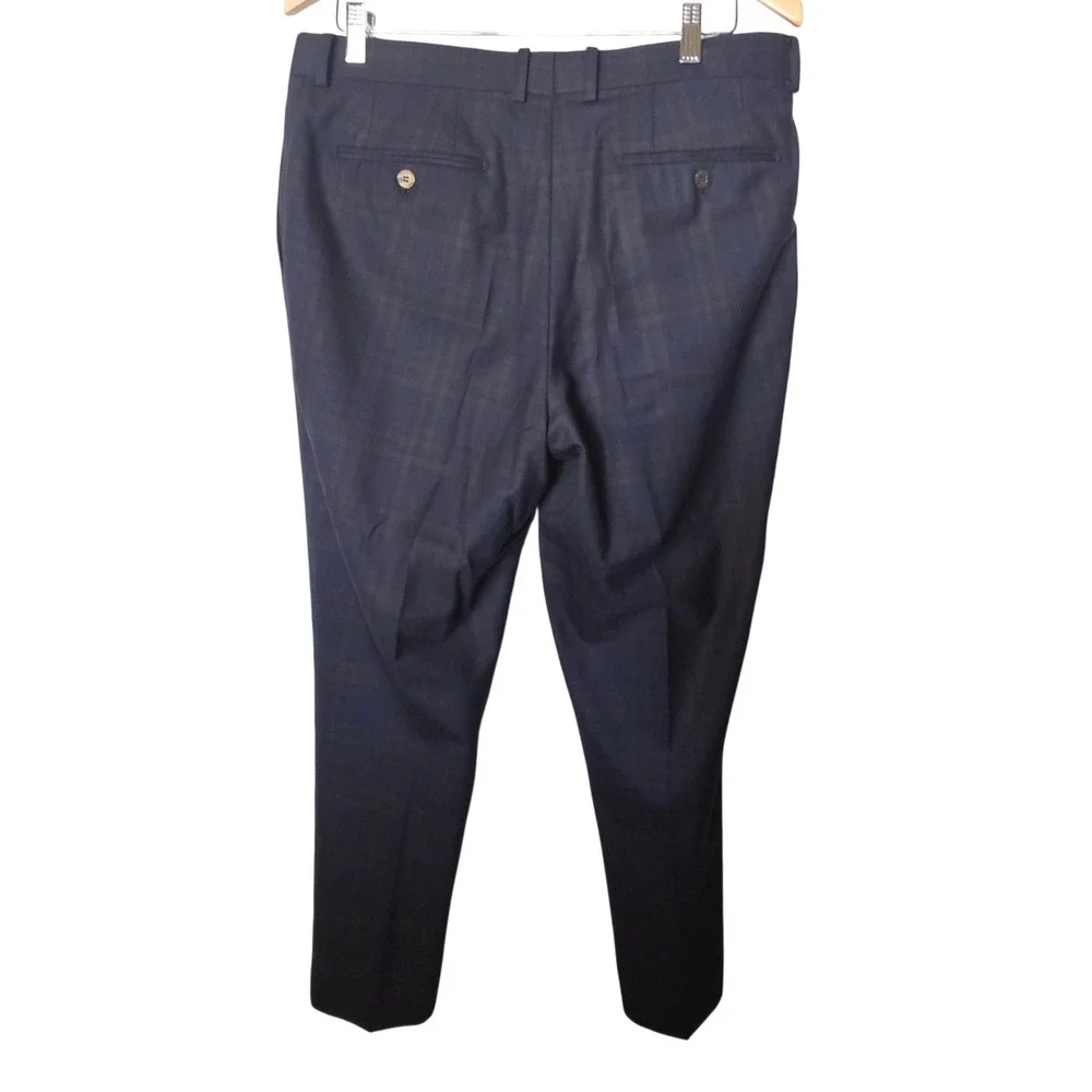 Mattarazzi Uomo Mens 54 IT 36 US Wool Plaid Dress Pants Navy Brown Luca Trousers